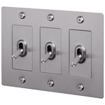 Buster + Punch 3-Gang Complete Linear Knurl Toggle Switch - Steel