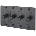 Buster + Punch Complete 4-Gang Cross Knurl Dimmer Switch - Smoked Bronze