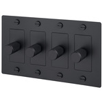 Buster + Punch Complete 4-Gang Cross Knurl Dimmer Switch - Black
