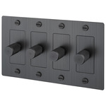 Buster + Punch Complete 4-Gang Cross Knurl Dimmer Switch - Smoked Bronze