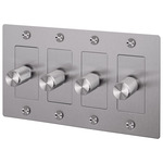 Buster + Punch Complete 4-Gang Cross Knurl Dimmer Switch - Steel