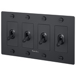 Buster + Punch 4-Gang Complete Cross Knurl Toggle Switch - Black