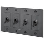 Buster + Punch 4-Gang Complete Cross Knurl Toggle Switch - Smoked Bronze