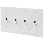 Buster + Punch 4-Gang Complete Cross Knurl Toggle Switch - White