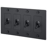 Buster + Punch 4-Gang Complete Cross Knurl Toggle Switch - Black