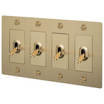 Buster + Punch 4-Gang Complete Cross Knurl Toggle Switch - Brass