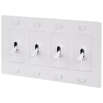 Buster + Punch 4-Gang Complete Cross Knurl Toggle Switch - White