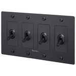 Buster + Punch 4-Gang Complete Linear Knurl Toggle Switch - Black