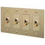Buster + Punch 4-Gang Complete Linear Knurl Toggle Switch - Brass
