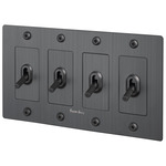 Buster + Punch 4-Gang Complete Linear Knurl Toggle Switch - Smoked Bronze