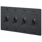 Buster + Punch 4-Gang Complete Linear Knurl Toggle Switch - Black