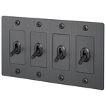 Buster + Punch 4-Gang Complete Linear Knurl Toggle Switch - Smoked Bronze