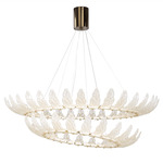 Airone Chandelier - Gold Nickel / Satin Teak