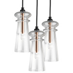 Licio Round Multi Light Pendant - Brushed Copper / Transparent