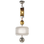 Odette Odile Shade Pendant - Shiny Nickel / Teak / White