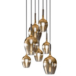 Rose Round Multi Light Pendant - Gold / Iron Grey