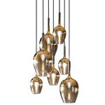 Rose Round Multi Light Pendant - Gold / Iron Grey