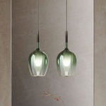 Rose Maxi Pendant - Water Green / Iron Grey