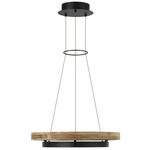 Grace Outdoor Chandelier - Textured Black / Teak Wood