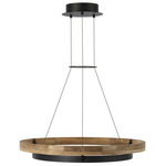 Grace Outdoor Chandelier - Textured Black / Teak Wood