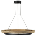 Grace Outdoor Chandelier - Textured Black / Teak Wood