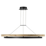 Grace Outdoor Chandelier - Textured Black / Teak Wood