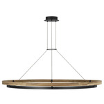 Grace Outdoor Chandelier - Textured Black / Teak Wood