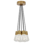 Alva 2700K Multi-Light Pendant - Natural Brass / Black Cord