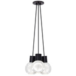 Mina 2700K Multi-Light Pendant - Black / Crystal