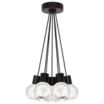 Mina 2700K Multi-Light Pendant - Black / Crystal