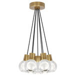 Mina 2700K Multi-Light Pendant - Natural Brass / Crystal