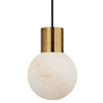 Mina Alabaster 2700K Pendant - Hand Rubbed Antique Brass / Alabaster