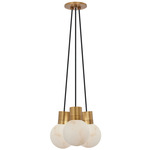 Mina Alabaster 2700K Multi Light Pendant - Hand Rubbed Antique Brass / Alabaster