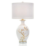 Artistic Porcelain Table Lamp - Overstock - White / White Organza