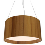 Cylindrical Small Pendant - Teak / White Acrylic