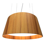 Conical Drum Pendant - Teak / White Acrylic