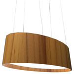 Oval Pendant - Teak / White Acrylic