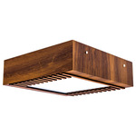 Slatted Square Ceiling Flush Light - Imbuia / White Acrylic