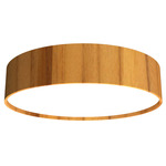Cylindrical Ceiling Flush Light - Teak / White Acrylic