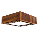 Slatted Square Ceiling Flush Light - Imbuia / White Acrylic