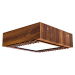 Slatted Square Ceiling Flush Light - Imbuia / White Acrylic