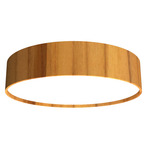 Cylindrical Ceiling Flush Light - Teak / White Acrylic