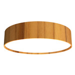 Cylindrical Ceiling Flush Light - Teak / White Acrylic