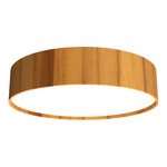 Cylindrical Ceiling Flush Light - Teak / White Acrylic