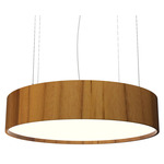 Cylindrical LED Pendant - Teak / White Acrylic