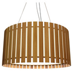 Slatted Ripada Pendant - Teak / White Acrylic