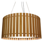 Slatted Ripada Pendant - Teak / White Acrylic