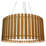 Slatted Ripada Pendant - Teak / White Acrylic