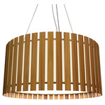 Slatted Ripada Pendant - Teak / White Acrylic