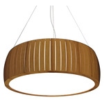 Barrel Drum Pendant - Teak / White Acrylic